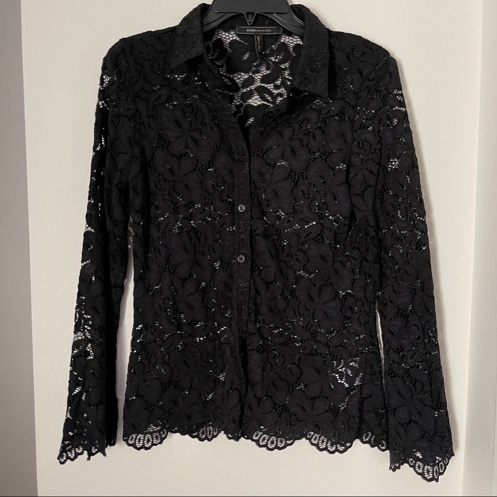 BCBG MaxAzria Black Lace Blouse